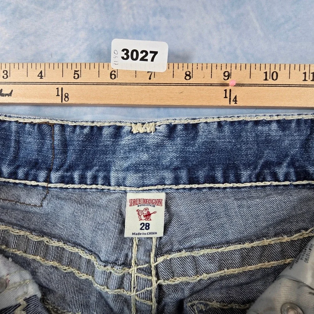 True Religion Section Slim Super T Stitch Blue Denim Jeans Mens 28 Medium Wash